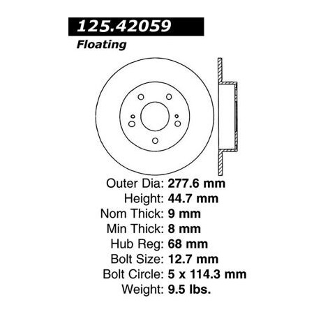 Centric Premium High Carbon Alloy Brake Rotor, Parts 125.42059